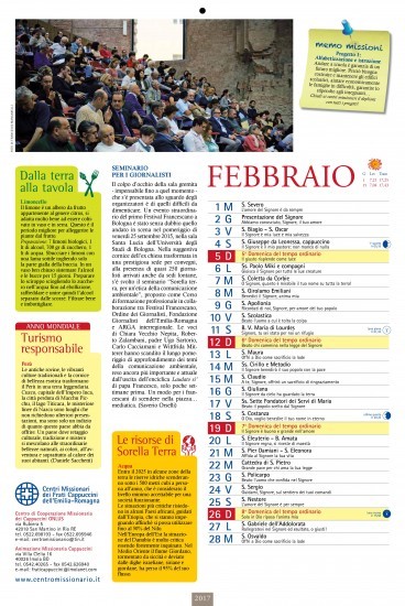 Nell'Anno Internazionale del Turismo Sostenibile indetta dall'ONU, l'Almanacco Francescano 2017 FRATE TEMPO, ci ha affidato la collaborazione di scrivere delle pillole sul turismo responsabile tutti i mesi dell'anno.