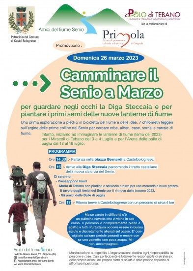 Invito alla prima Camminata sul primo tratto della Ciclovia del Senio. Quello di 6 km realizzato dal Comune di Castel Bolognese.