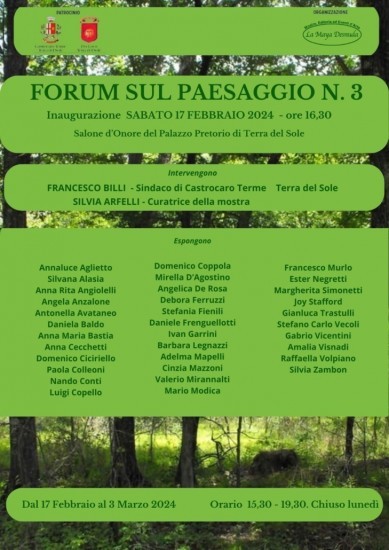 Curata dal critico d’arte Silvia Arfelli, l’esposizione presenterà una serie di dipinti rappresentativi della ricerca stilistica e tecnica di trentaquattro Artisti contemporanei provenienti da tutta la penisola, dal Piemonte alla Sicilia, che sottolineano la bellezza del paesaggio attraverso altrettante visioni poetiche, perché la natura e l’ambiente sono poesie visive che ci appartengono fin dal giorno della creazione. Purtroppo la questione climatica, diventata sempre più urgente, induce anche l’arte a comunicare quest’urgenza affinché la nostra poesia resti intatta. 